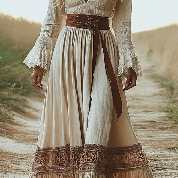 Vintage Western Bohemian Long Dress | Tajstylo