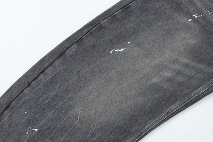 Vintage Washed Gray Splatter Wide Leg Jeans | Tajstylo
