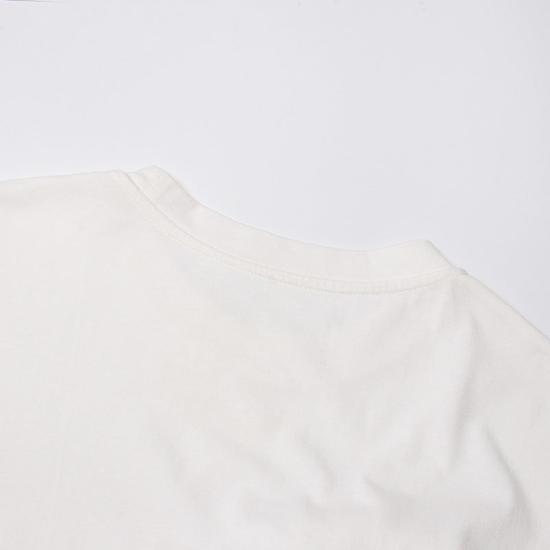 Cotton Mesh Patchwork Loose O Neck Short Sleeve T Shirt | Tajstylo