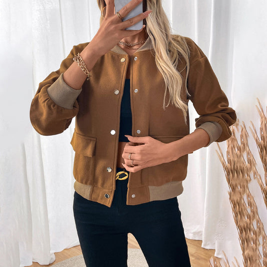 Stand Collar Jacket with Pockets | Tajstylo