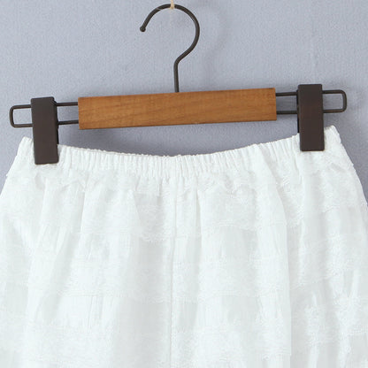 Baby Collar Pleated Top and Cake Layer Shorts Set | Tajstylo