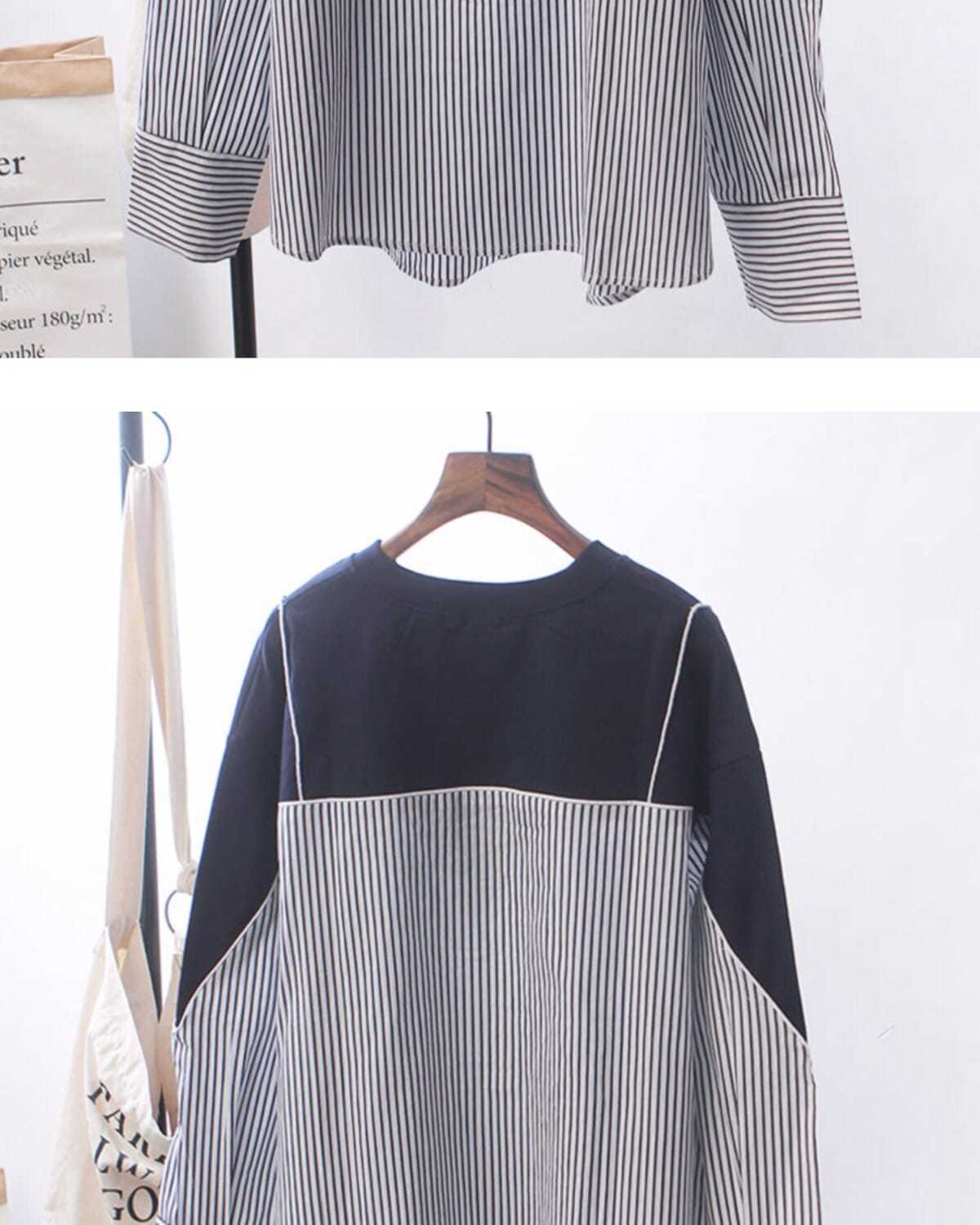 Patchwork Striped Oversized Hoodie | Tajstylo