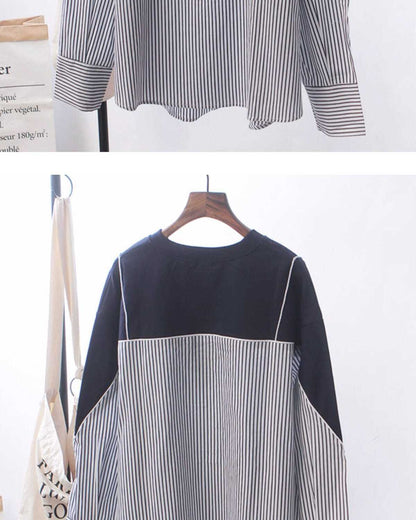 Patchwork Striped Oversized Hoodie | Tajstylo