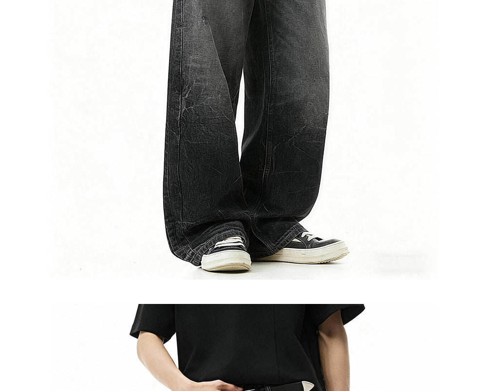 Lightning Pattern Distressed Fleece Jeans | Tajstylo