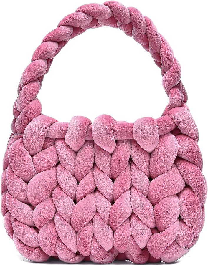 Women's DIY Hand-Woven Crystal Velvet Crossbody Shoulder Bag – Model View | TajStylo