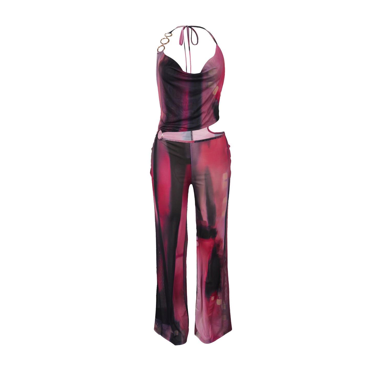 Flattering Mesh Printed Jumpsuit | Tajstylo