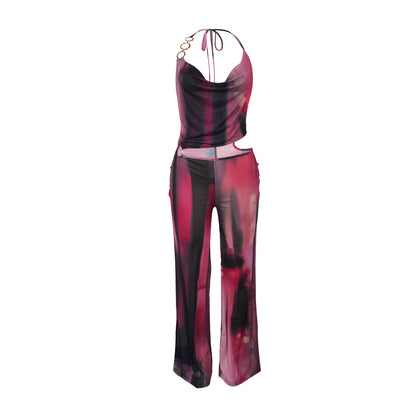 Flattering Mesh Printed Jumpsuit | Tajstylo