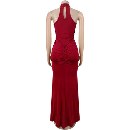 Fitted Sequin Velvet Split Dress | Tajstylo
