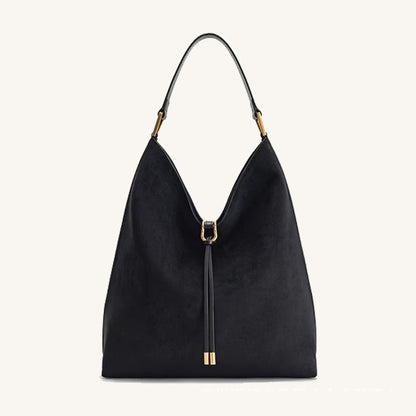 Women's Large Capacity Genuine Leather Soft Shoulder Armpit Tote Bag – Full Look | TajStylo