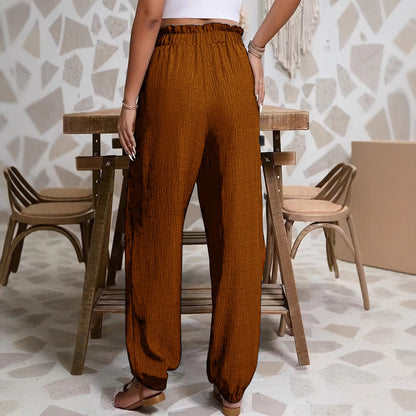 Elastic Solid Color Pants for Women | Tajstylo