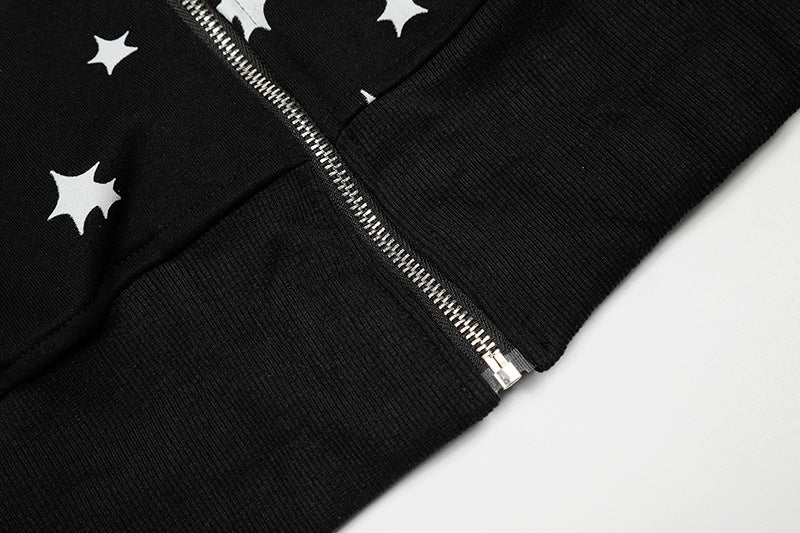 Star Print Hoodie Jacket | Tajstylo