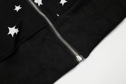 Star Print Hoodie Jacket | Tajstylo