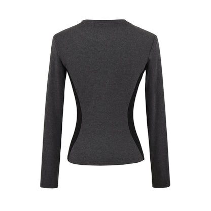Round Neck Color Block Long Sleeve Top | Tajstylo