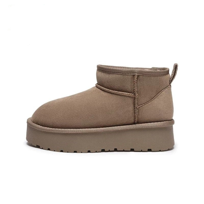 Women's Waterproof Platform Height-Increasing Fleece-Lined Short Cotton Boots – Close-up View | TajStylo