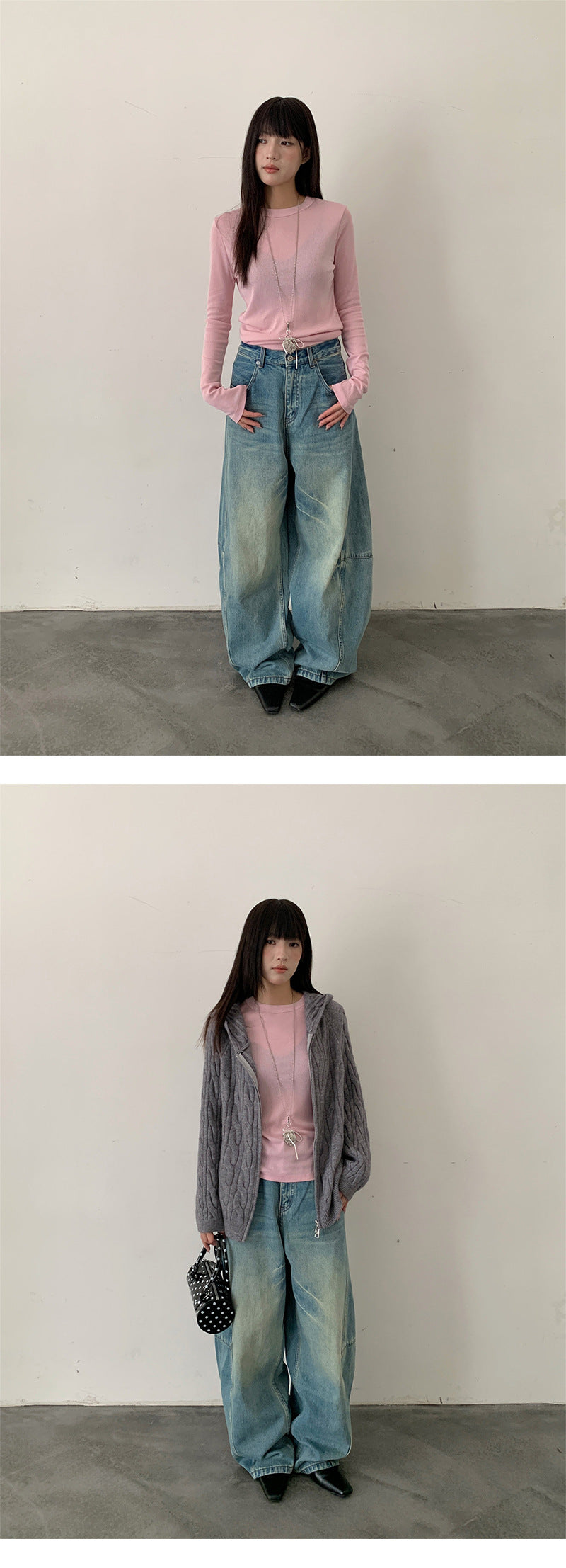 Deconstructed Wide Leg Denim Pants | Tajstylo