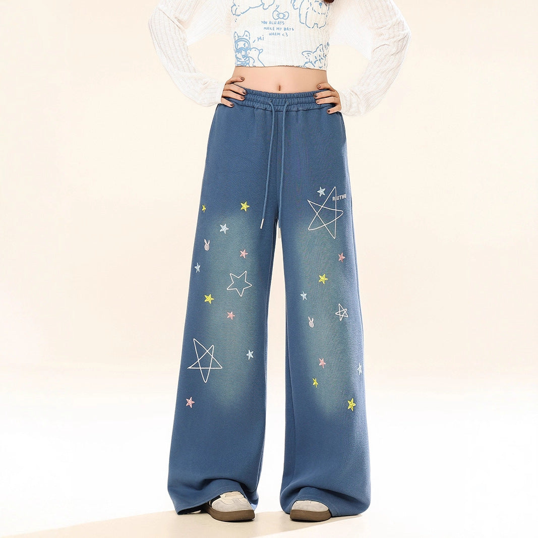 Woman wearing Loose Casual Wide Leg Pants in a trendy urban setting