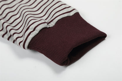 Striped Hooded Zipper Hoodie | Tajstylo
