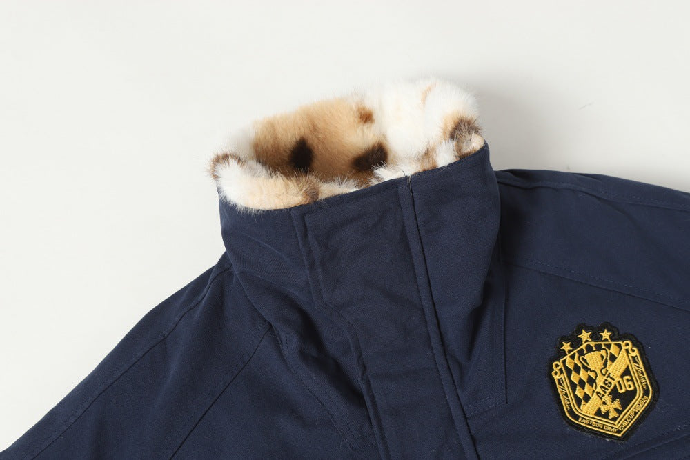 Thick Cotton Jacket with Velvet Accents | Tajstylo