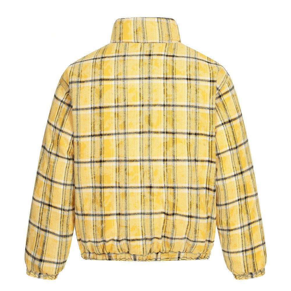 Double Sided Plaid Stand Collar Jacket | Tajstylo