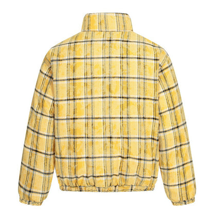 Double Sided Plaid Stand Collar Jacket | Tajstylo