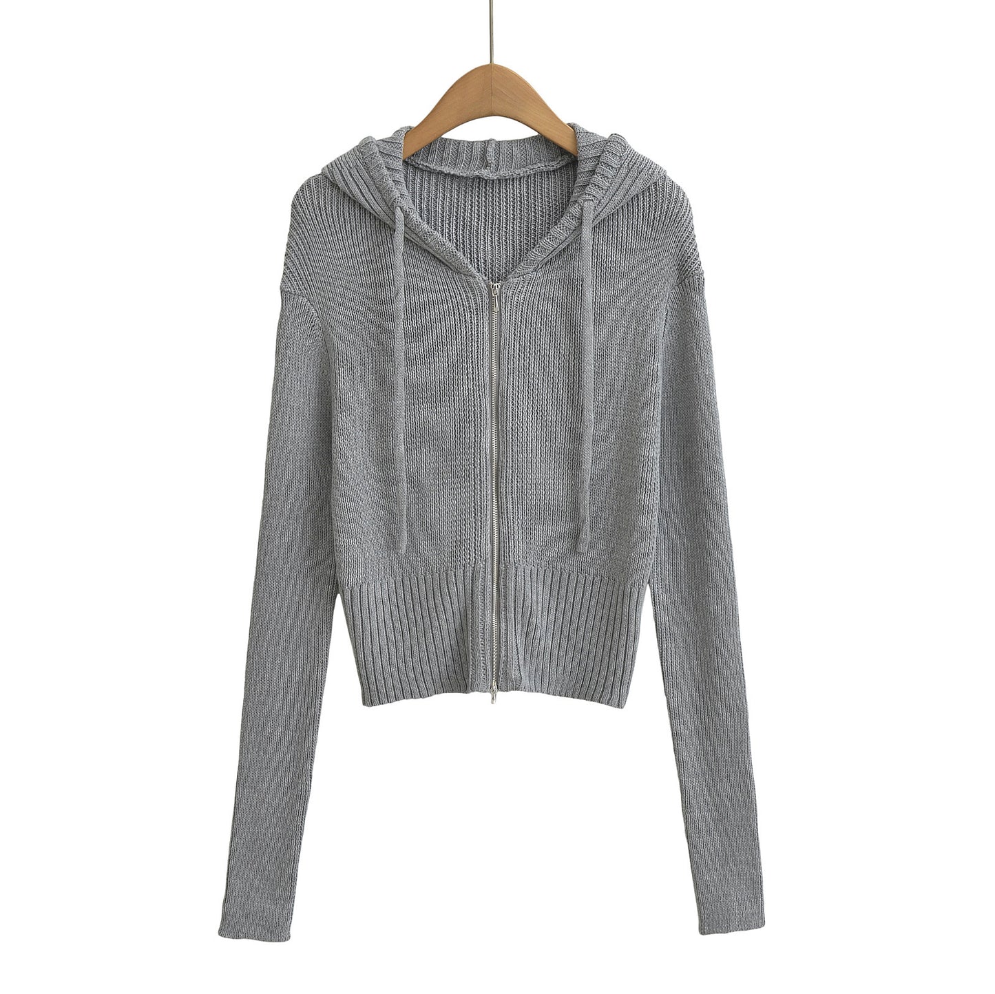 Zipper Hooded Cardigan Sweater | Tajstylo