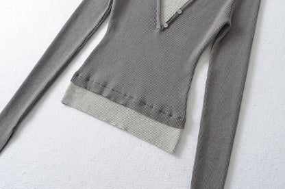 Color Block Boat Neck Long Sleeve T-Shirt | Tajstylo