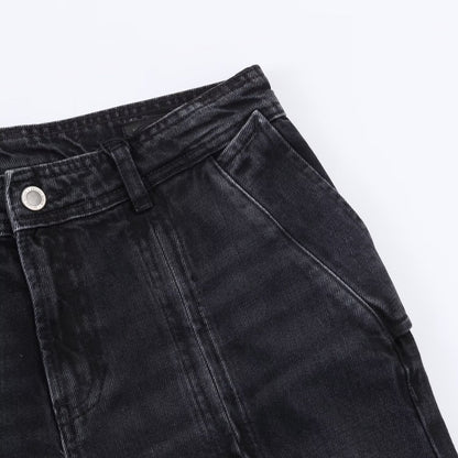 Woman wearing Mid Waist Wide Leg Zipper Jeans in a casual setting