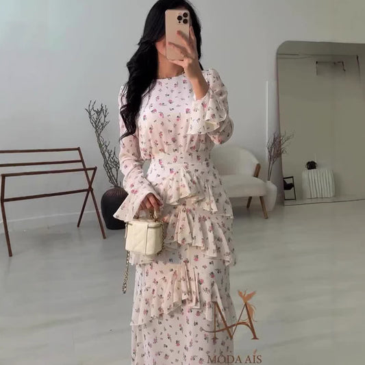 Floral Long Sleeve Maxi Dress | Tajstylo
