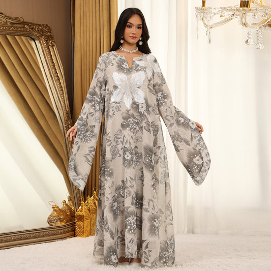 Mesh Applique Sequin Hooded Dress | Tajstylo