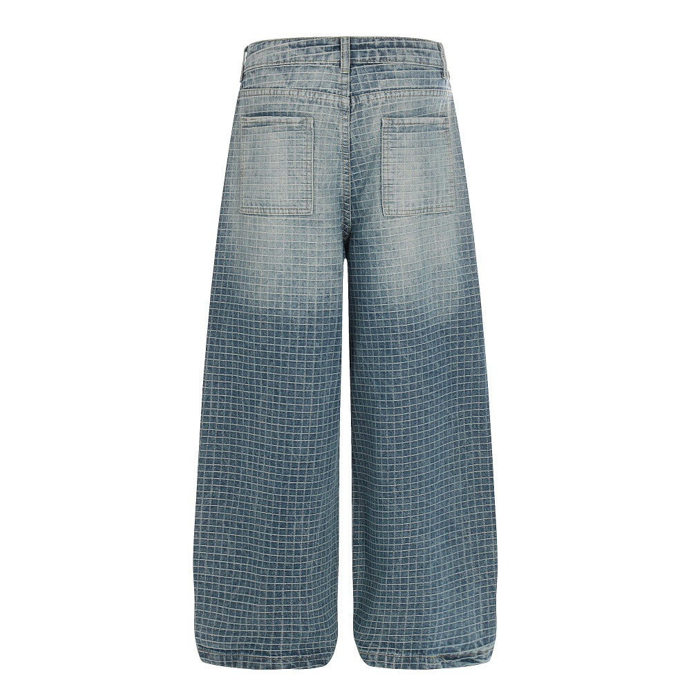 Checkered Wide Leg Jeans | Tajstylo