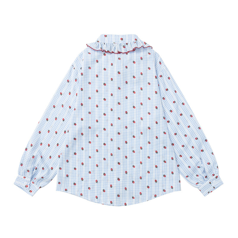 Loose Fit Peter Pan Collar Cotton Shirt | Tajstylo