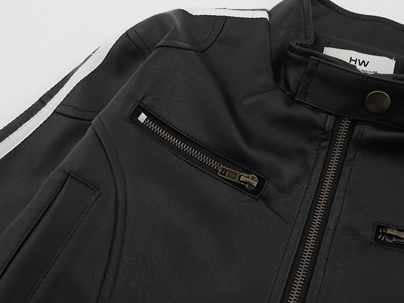 Striped Leather Jacket | Tajstylo