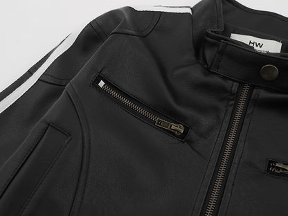 Striped Leather Jacket | Tajstylo
