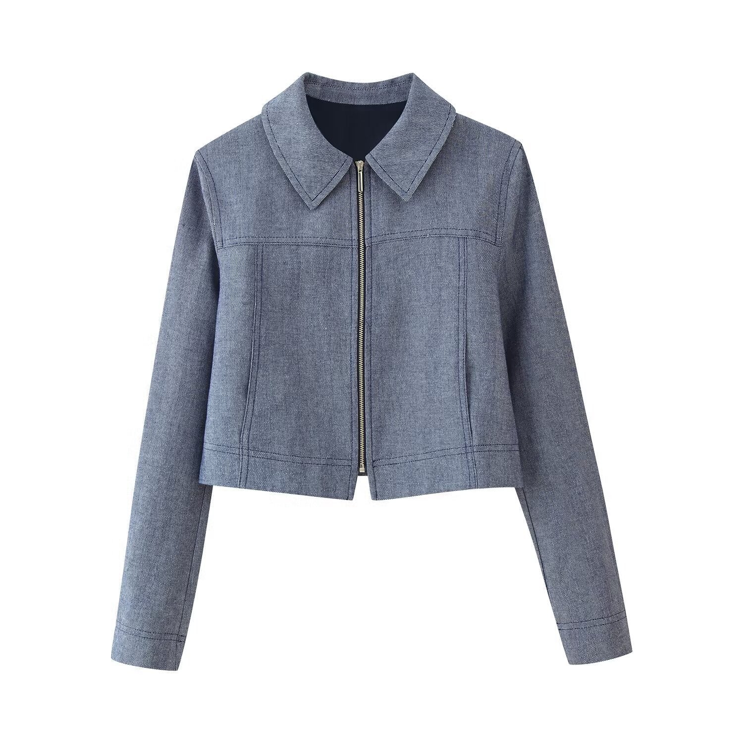 Woman wearing Women's Zipper Blazer Jacket Set in a professional setting