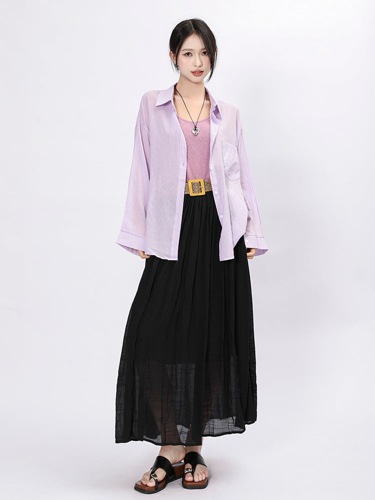 Solid Color A-Line Skirt | Tajstylo