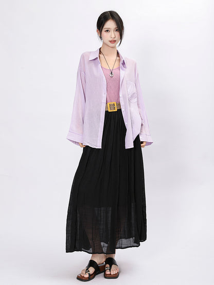 Solid Color A-Line Skirt | Tajstylo