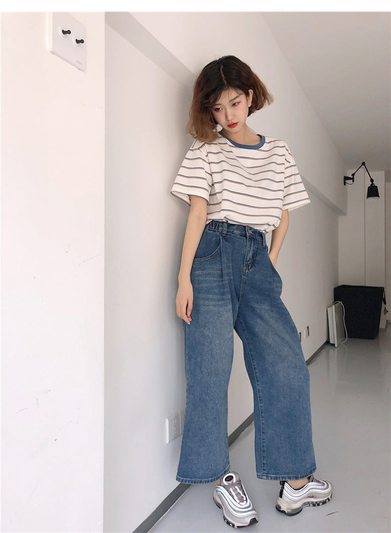 Academy Style Loose Fit Striped T-Shirt | Tajstylo