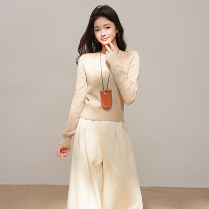 Woman wearing Short Knit Sweater in a casual setting