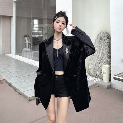 Black Velvet Suit for Women | Tajstylo