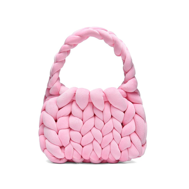 Women's DIY Hand-Woven Crystal Velvet Crossbody Shoulder Bag – Back View | TajStylo