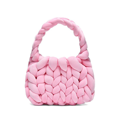 Women's DIY Hand-Woven Crystal Velvet Crossbody Shoulder Bag – Back View | TajStylo