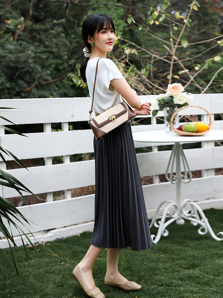 Solid Pleated Skirt for Women | Tajstylo