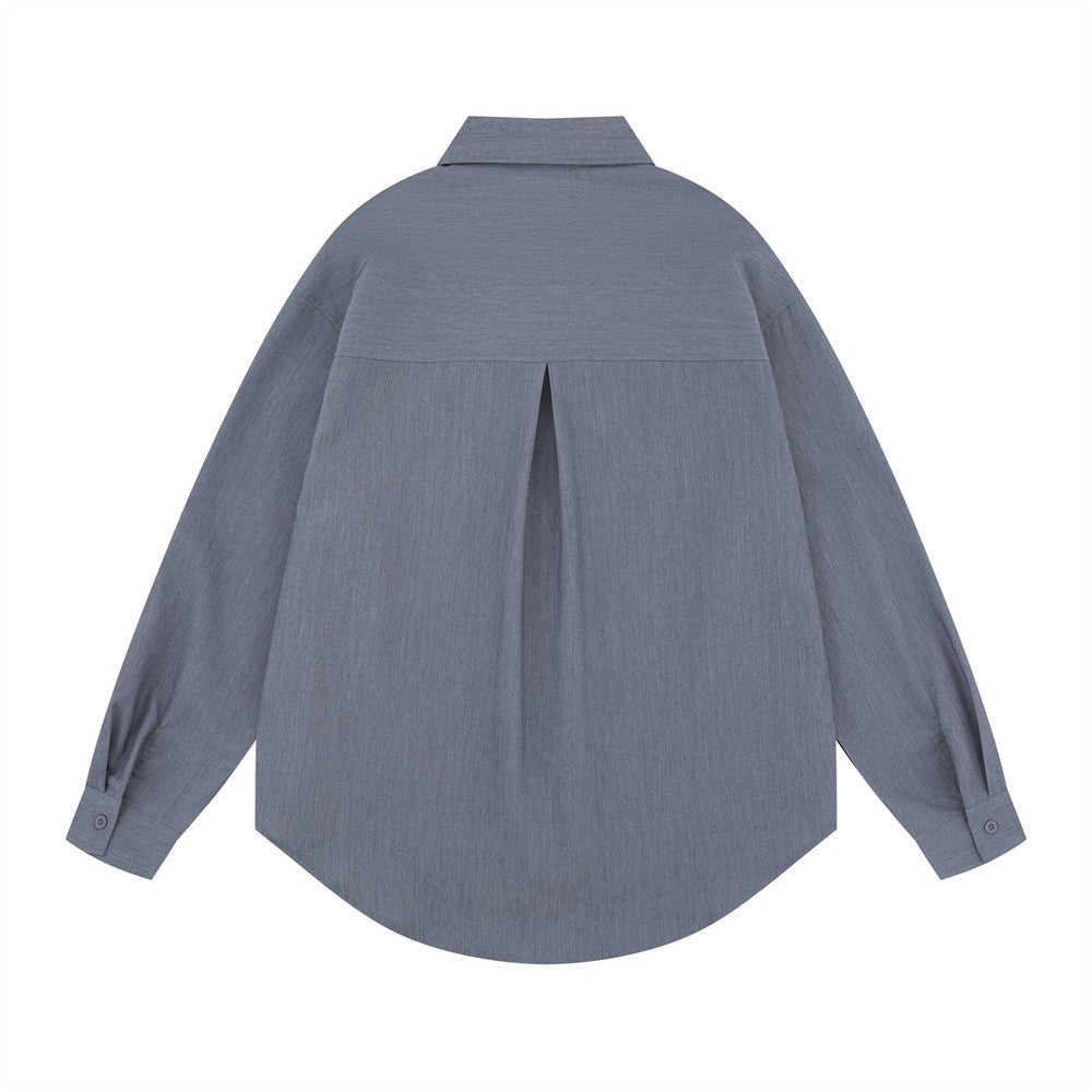 Loose Fit Cotton Blend Flip Collar Shirt | Tajstylo