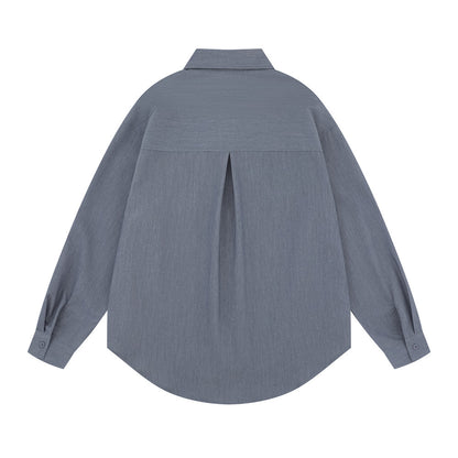Loose Fit Cotton Blend Flip Collar Shirt | Tajstylo