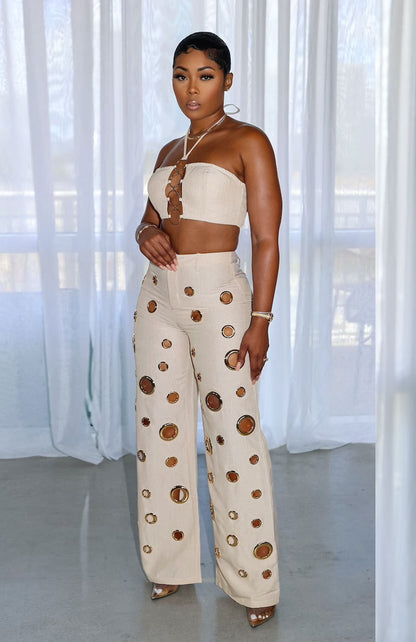 Flattering Ripped Fitted Two-Piece Nightclub Outfit | Tajstylo