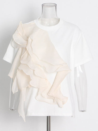 Patchwork Ruffle T-Shirt | Tajstylo