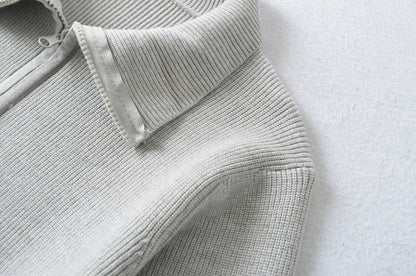Zipper Lapel Long Sleeve Pocket Top | Tajstylo