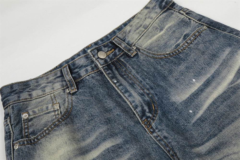 White Washed Denim Straight Leg Pants | Tajstylo