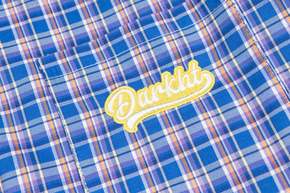 Embroidered Letter Plaid Shirt | Tajstylo