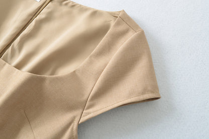 Solid Color Square Neck Pullover Dress | Tajstylo